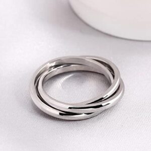 COLORFUL BLING Triple Interlock Roller Ring Anti-anxiety Relief Ring Titanium Steel Rotating Ring Ring for Ladies and Men Couples Ring Wedding Ring