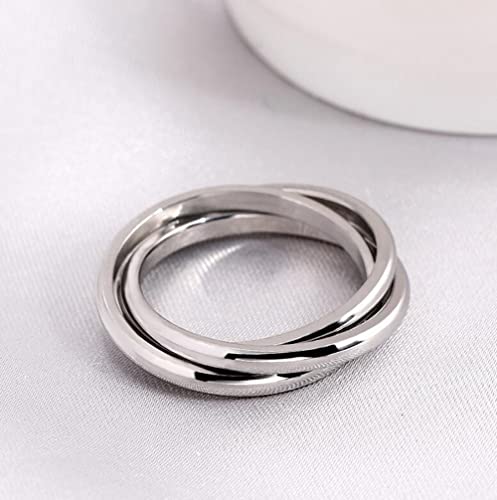 COLORFUL BLING Triple Interlock Roller Ring Anti-anxiety Relief Ring Titanium Steel Rotating Ring Ring for Ladies and Men Couples Ring Wedding Ring