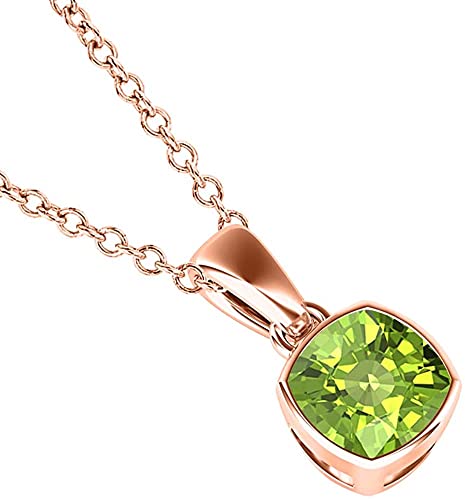 JewelsCart 1.50 CT Cushion Cut Gemstone14K Rose Gold Over Love Pendant For Women's