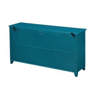 Mixcept 60” Sideboard Buffet Table Storage Cabinet Console Table with 2 Doors and Adjustable Shelves, Cupboard Kitchen Sideboard for Kitchen Dining Room, Teal