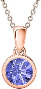 jewelscart 0.10 ct round cut gemstone 14k rose gold over fancy pendant necklace for women's