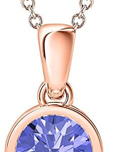 JewelsCart 0.10 CT Round Cut Gemstone 14K Rose Gold Over Fancy Pendant Necklace For Women's