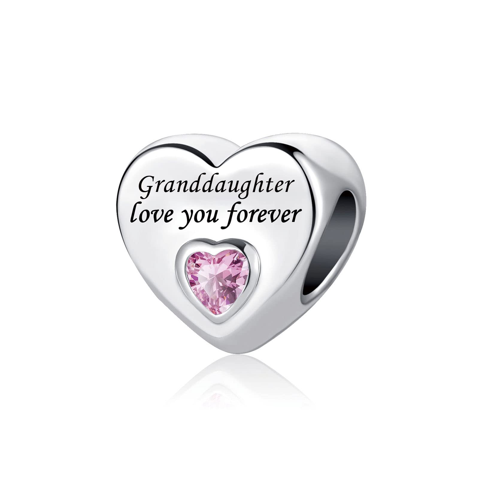 Chili Jewelry Granddaughter Pink Crystal Heart Love Charm Compatible With Pandora Charms Bracelets