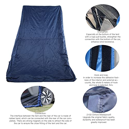 FASJ SUV Tent, Portable Waterproof Tailveil Tent Awning Sun Shelter Double Rainproof Design Hook and Loop Fixing, Travel Bird Car Rear Tent for Outdoor Camping Hiking Travel Easy Installation