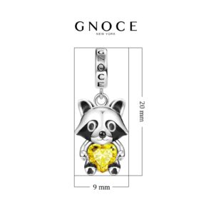 GNOCE Cute Rabbit Embraces Heart Charm Bead 925 Sterling Silver Raccoon Animal Charms Fit Bracelet/Necklace For Mother's Day Gift (Raccoon)