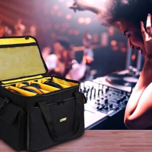 LEFOR·Z Large DJ Equipment Gig Bag Cable File Organizer Bag with Detachable Dividers and Padded Bottom,Travel Music Bag for Professional DJ Gear,Sound Equipment, Musical Instrument and Accessories