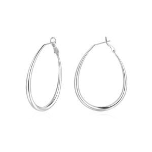 herier oval hoop earrings - teardrop hoops or silver hoop earrings for women, 14k hoop earrings & 925 sterling silver earrings - hypoallergenic & lightweight