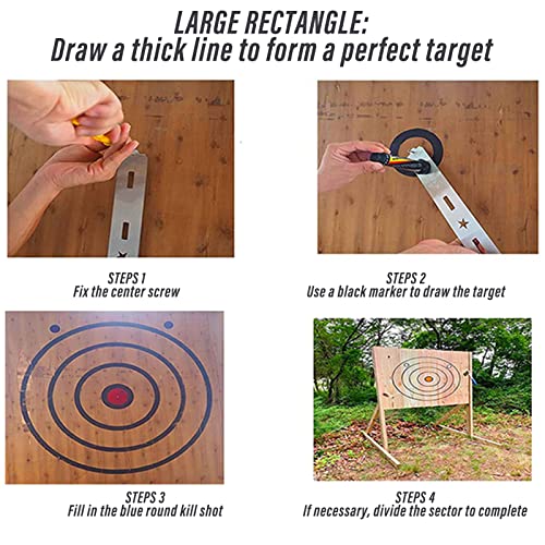 Throwing Axe Target Template Stencil, Axe Throwing Target Template, Durable Stainless Bullseye Drawing Template for DIY Target Pattern Set with 3 Standard Marker Pens and Fixing Screws (Model 1)