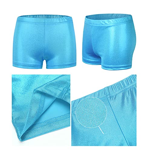 PythJooh Girls Dance Shorts, Little Girls Sparkle Glitter Gymnastics Shorts Metallic Athletic Dancewear Shorts 3-14 Years