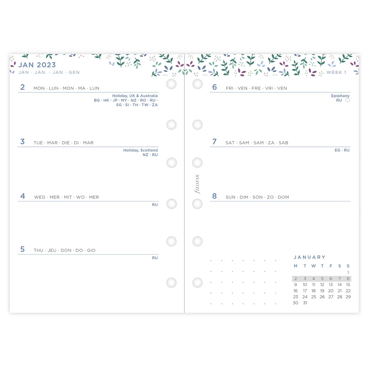 Filofax Pocket Garden Week to View 2023 Diary, White (23-68292)