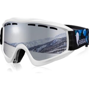 RABIGALA Kids Ski Goggles Bundle with Adult Ski Goggles (revo&silver)