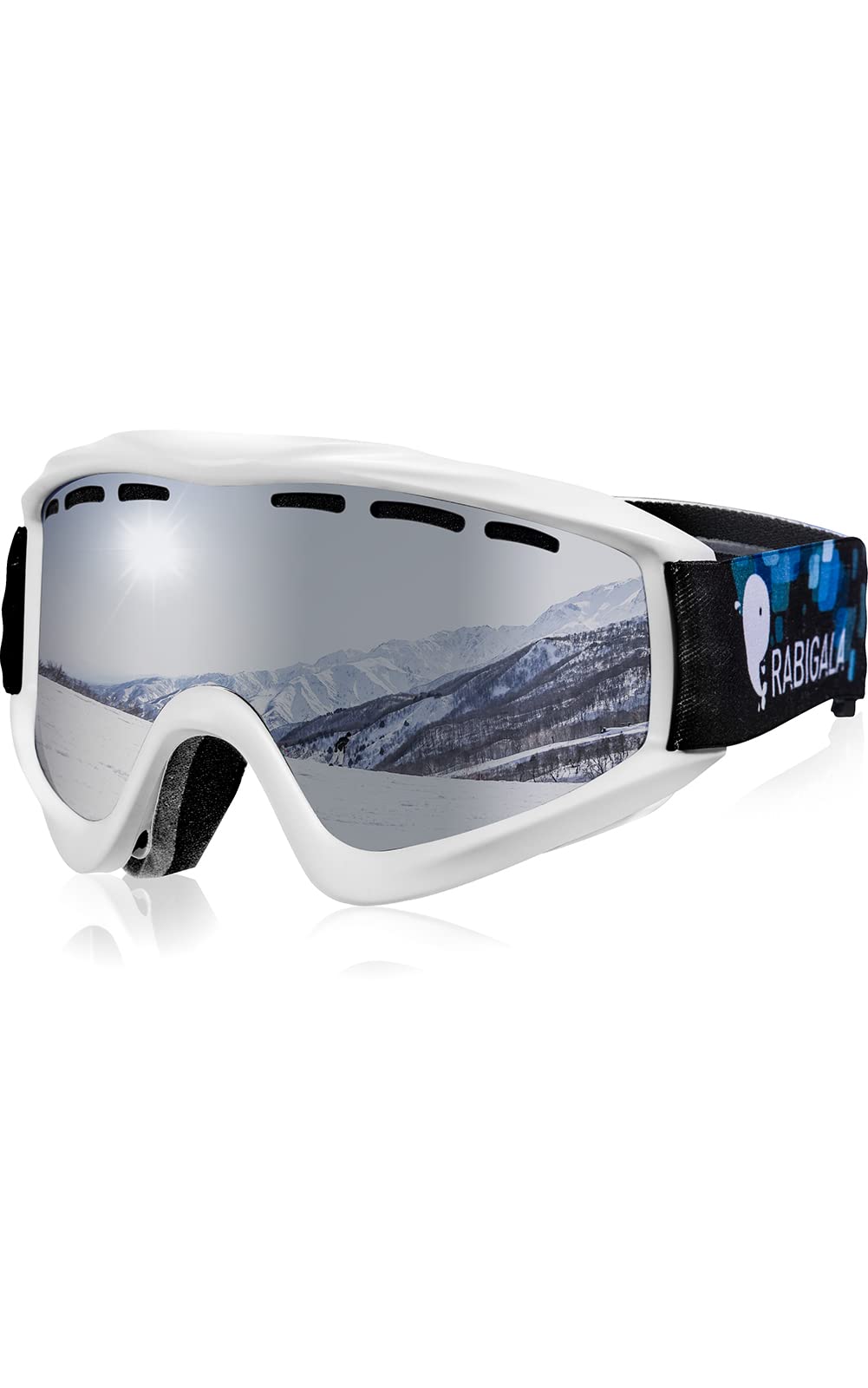 RABIGALA Kids Ski Goggles Bundle with Adult Ski Goggles (revo&silver)