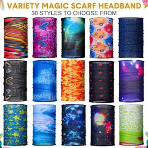 Tarpop 30 Pcs Neck Gaiters Scarf Elastic Wrap Headband Sweat Absorbing Bandana for Women Men Sports Yoga Running(Stylish Style)