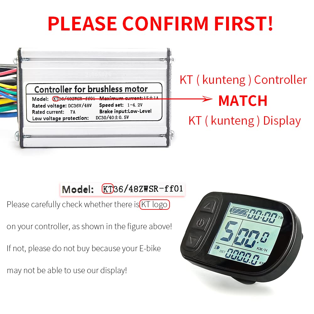 HUDAMZKY Ebike LCD Display Meter KT-LCD5 24V 36V 48V 52V Electric Bike Conversion Kit Display for KT Controller(LCD5 Waterproof Plug)