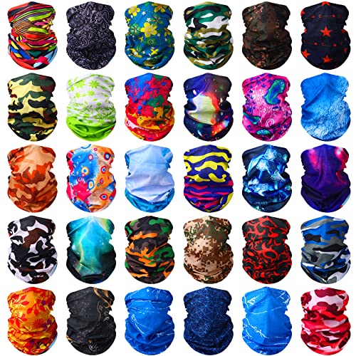 Tarpop 30 Pcs Neck Gaiters Scarf Elastic Wrap Headband Sweat Absorbing Bandana for Women Men Sports Yoga Running(Stylish Style)