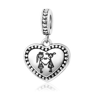 Chili Jewelry Heart Big Sister little Sister Charm Compatible With Pandora Charms Bracelets