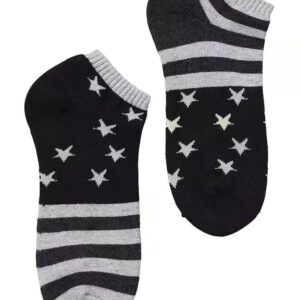 Earlymemb Unisex American Flag Star Striped Crew Socks 4th of July Independence Day Patriotic USA Low Cut Socks (One Size, Grey)