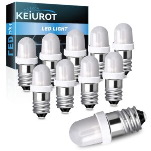 Keiurot E10 Led Bulb Flashlight Bulbs E10 Mini Led Bulb 6V 6.3V DC/AC for Physical Electrical Experiment,Magnifying Glass,Slide Viewers,Microscope lamp White,10Pack