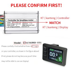 HUDAMZKY Ebike Color Screen Display Meter KT-LCD7C 24V 36V 48V 52V Electric Bike Conversion Kit Display for KT Controller (LCD7C SM Plug)