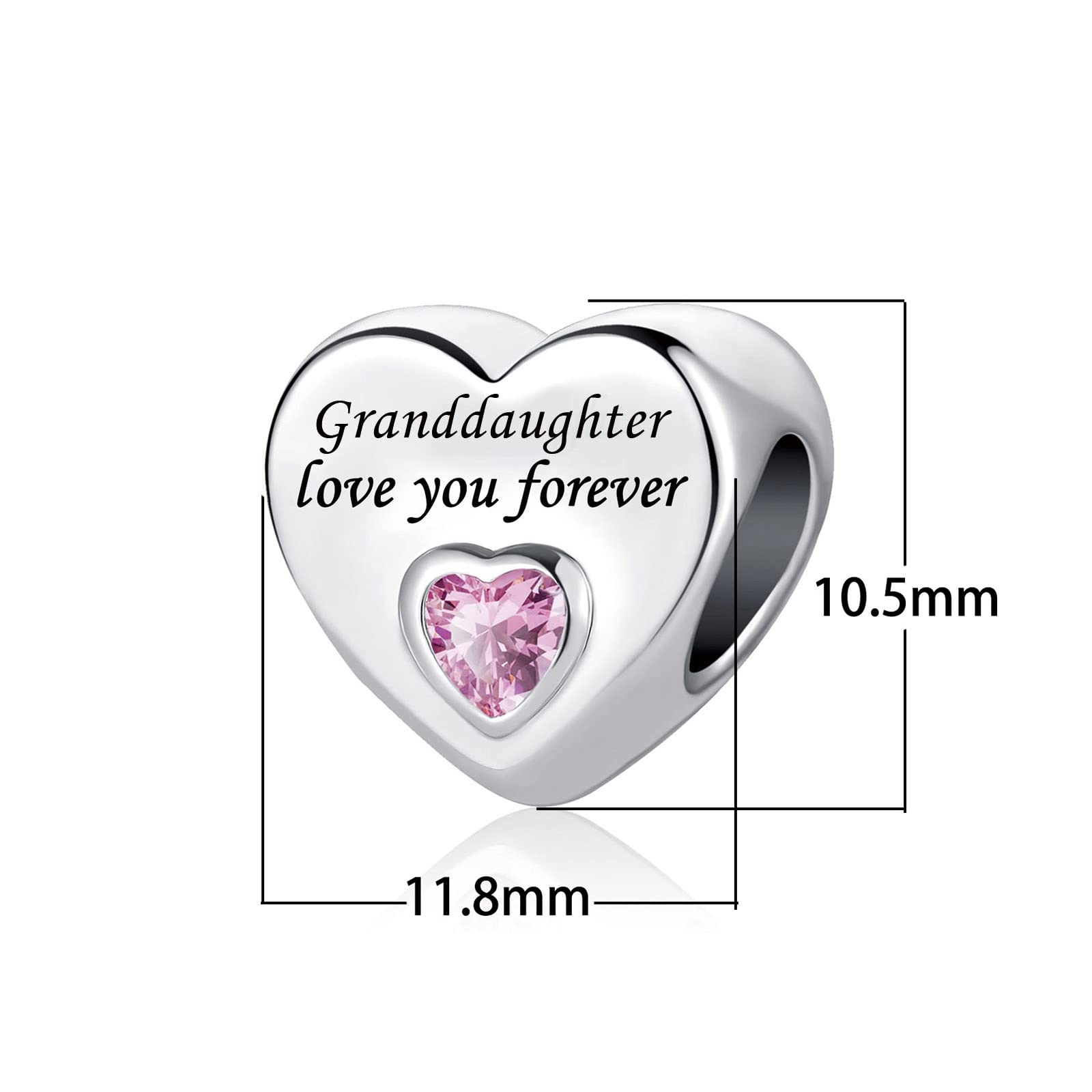 Chili Jewelry Granddaughter Pink Crystal Heart Love Charm Compatible With Pandora Charms Bracelets