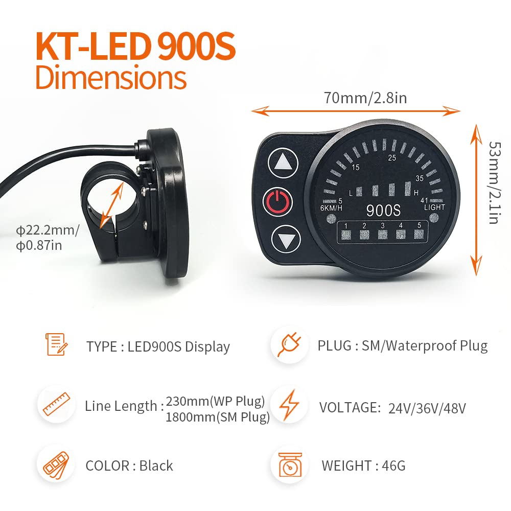 HUDAMZKY Electric Bike Bicycle LED Display KT LED-900S 36V 48V E Bike Display Matches Controller for Ebike Accessories Parts