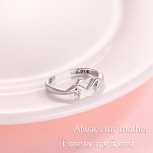 Bolelis Heart Promise Ring for Women - 925 Sterling Silver Adjustable Friendship Rings Love Jewelry Gifts for Teen Best Friends