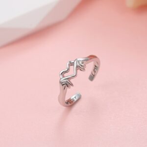 Bolelis Heart Promise Ring for Women - 925 Sterling Silver Adjustable Friendship Rings Love Jewelry Gifts for Teen Best Friends