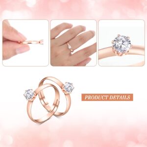 Junkin 48 Pieces Ring Bridal Wedding Fake Rings Decorations Diamond Engagement Rings Bridal Shower Rings Diamond Rings for Party Supply (Rose Gold)