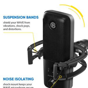 Borenbuir Wave Shock Mount, [Custom Built for Wave Mic] Anti-Vibration Suspension Shock Mount Holder Clip Compatible with Elgato Wave:1 and Wave:3 Microphones