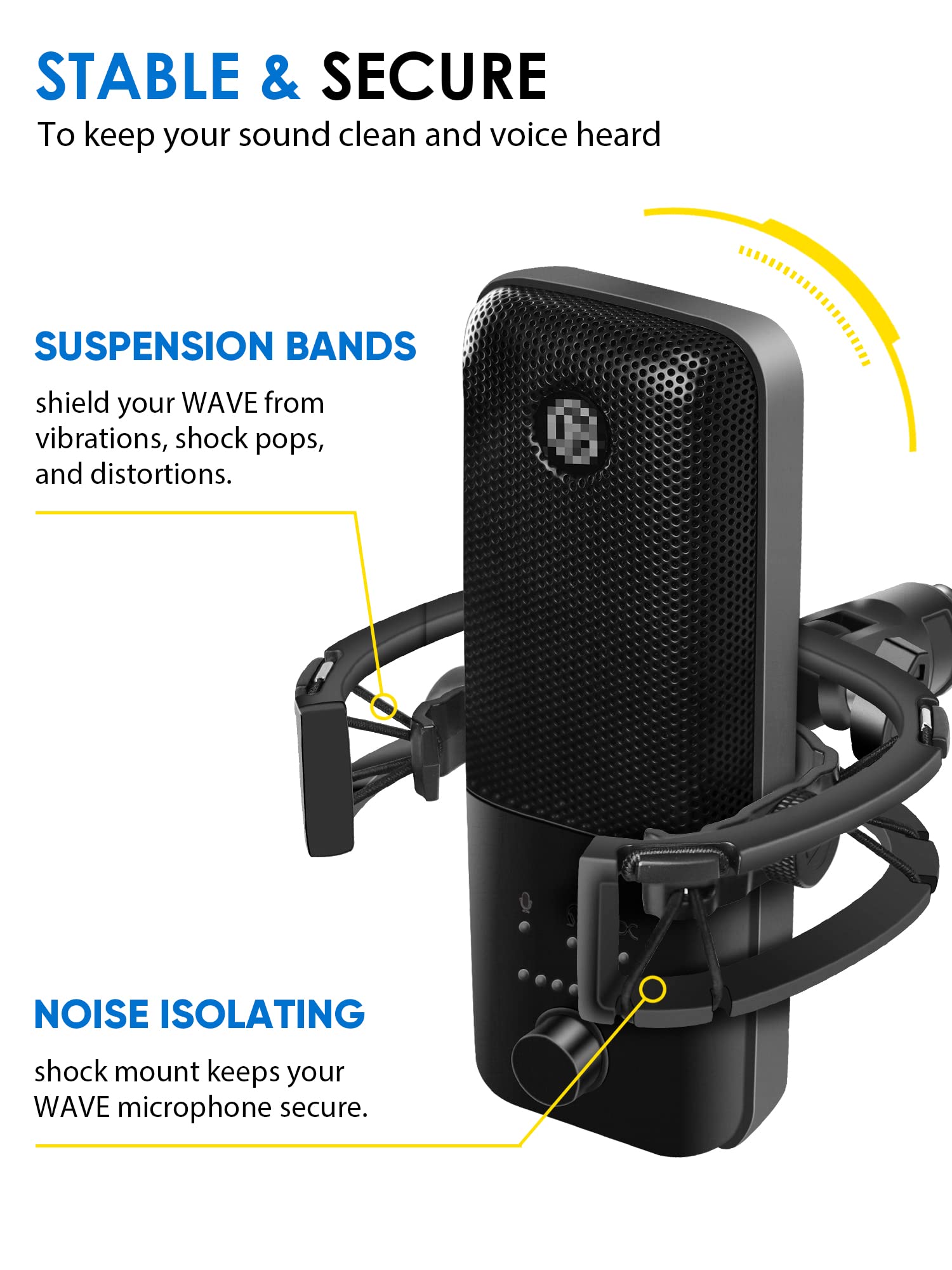 Borenbuir Wave Shock Mount, [Custom Built for Wave Mic] Anti-Vibration Suspension Shock Mount Holder Clip Compatible with Elgato Wave:1 and Wave:3 Microphones