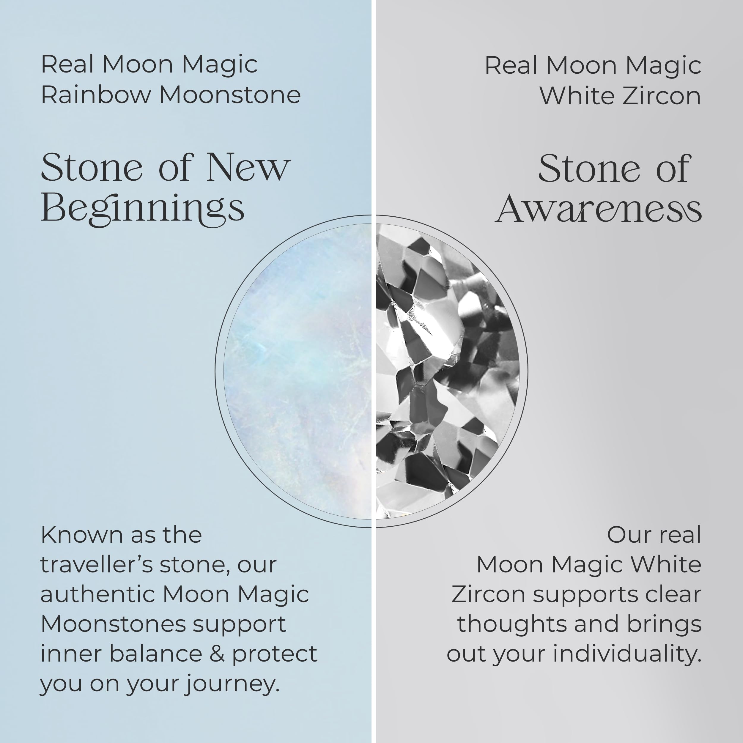 Moon Magic - Authentic Moonstone Ring - Harlow/June Birthstone Rings for Women / 18k Rose Gold Rainbow Moonstone Rings for Women/Genuine Moonstone Jewelry