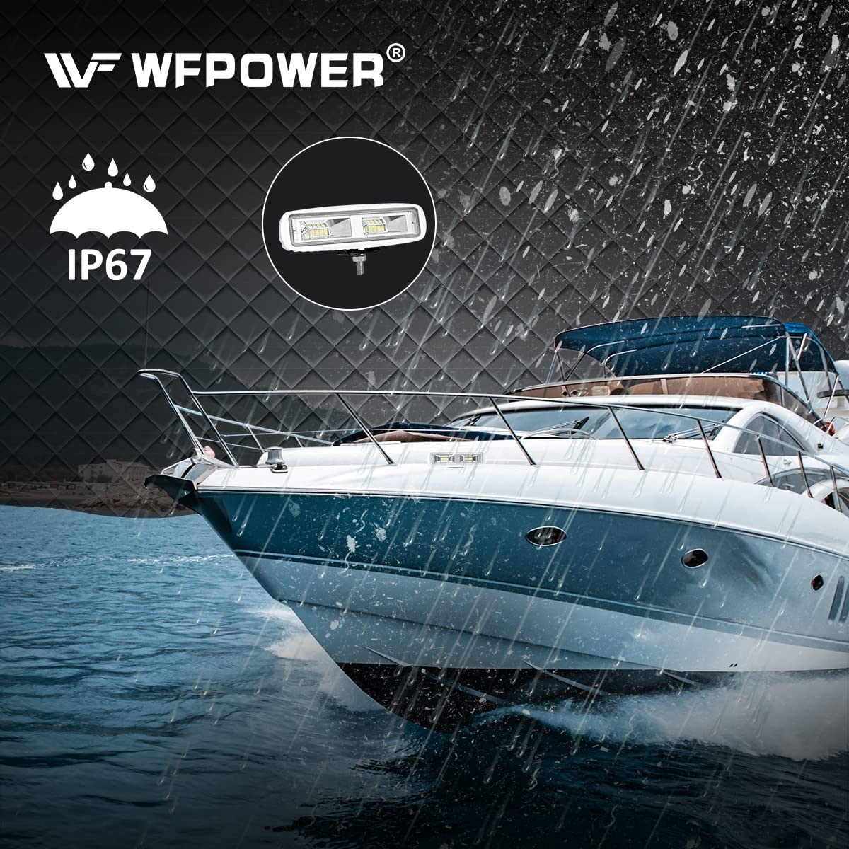 WFPOWER 2 Pack Boat LED Spreader Lights, 6.3inch 48W Super bright White marine Boat light Flood Beam Marine docking lights, IP67 Waterproof Light Bar 12V Deck Lamp for Pontoon Boat Fishing