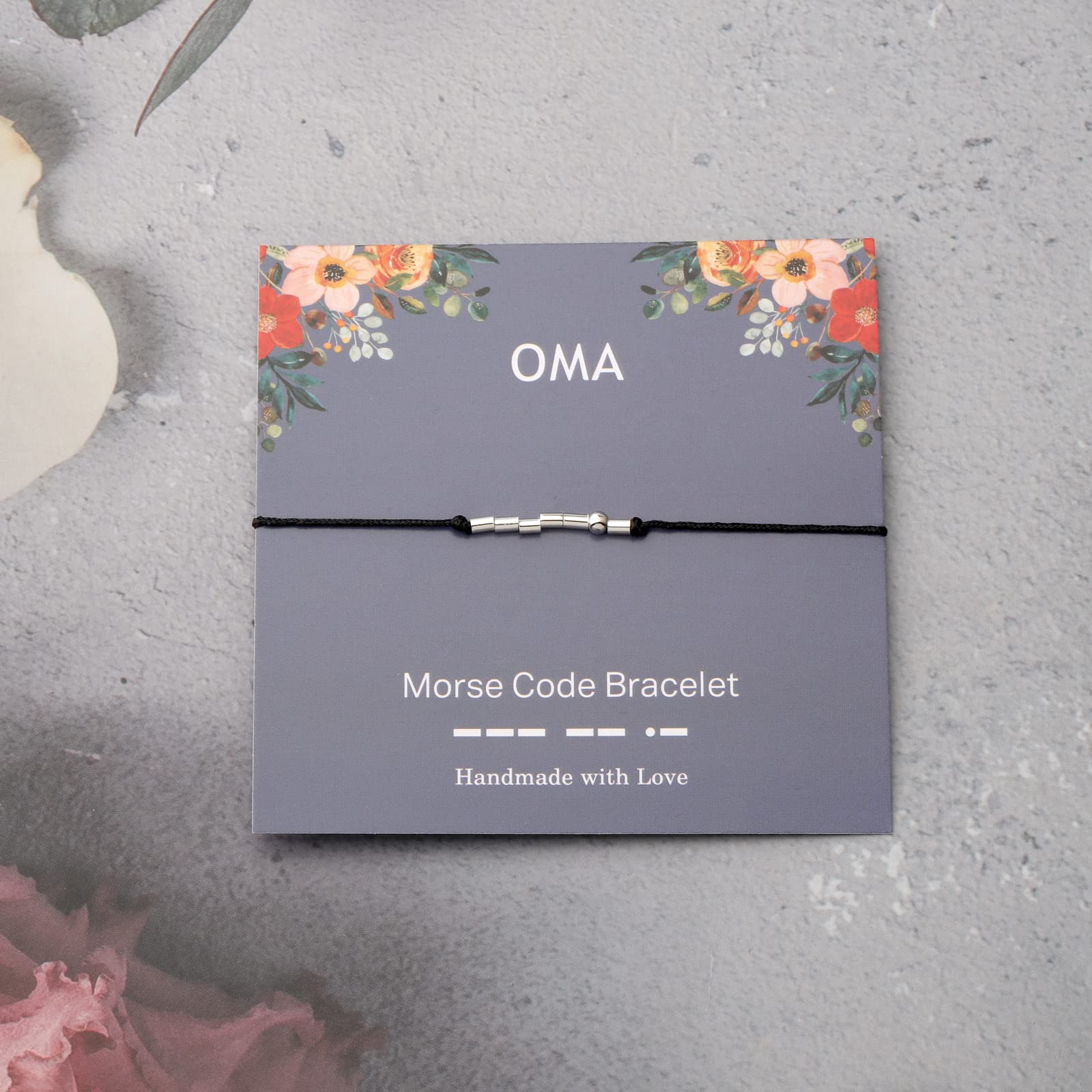 ENSIANTH Oma Gift Grandma Gift Morse Code Bracelet Gift for Grandma Mother’s Day Gift Grandma Bracelet New Grandma Gift (Oma MC Bra)