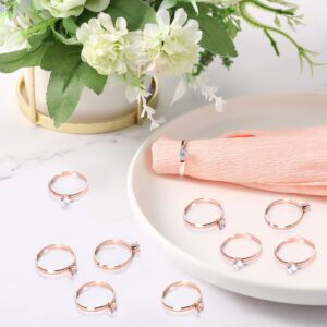 Junkin 48 Pieces Ring Bridal Wedding Fake Rings Decorations Diamond Engagement Rings Bridal Shower Rings Diamond Rings for Party Supply (Rose Gold)