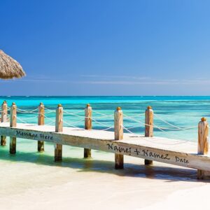 Over water bungalows Personalized Canvas or Photo Print and Framed Art Artwork with Couple's Names Special Date and Your Own Message on, Great Gift for Anniversary,Wedding,Birthday