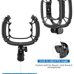 Borenbuir Wave Shock Mount, [Custom Built for Wave Mic] Anti-Vibration Suspension Shock Mount Holder Clip Compatible with Elgato Wave:1 and Wave:3 Microphones