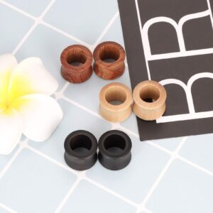 Longbeauty 12pcs Wood Ear Tunnels Plugs Black Brown Natural Organic Ear Gauges Stretchers Body Piercings 1/2 inch