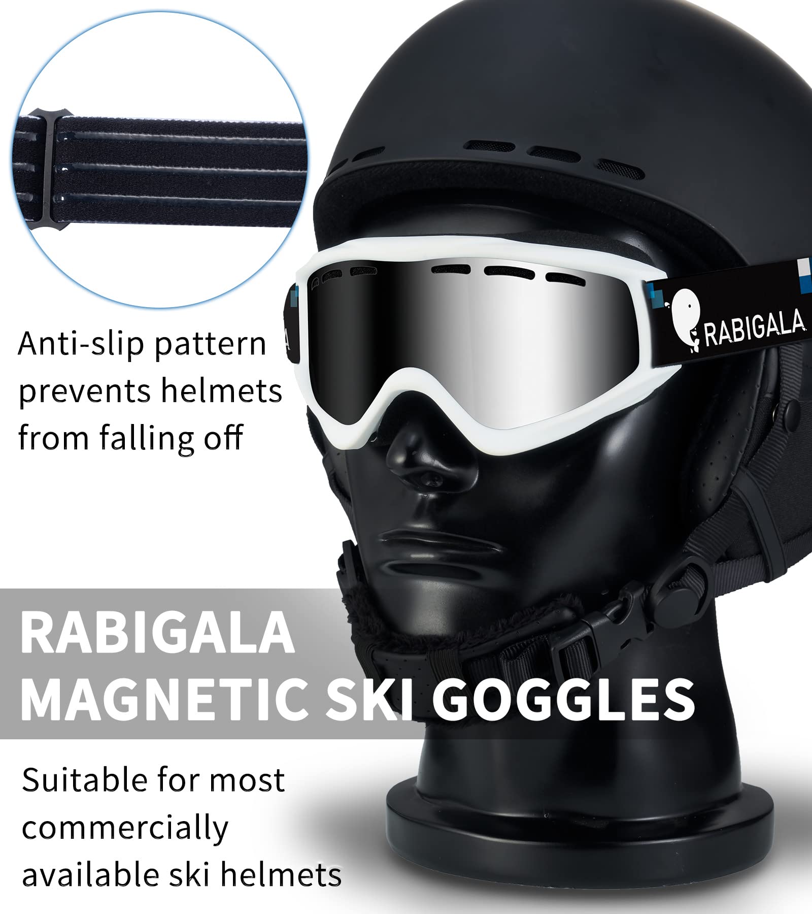 RABIGALA Kids Ski Goggles Bundle with Adult Ski Goggles (revo&silver)