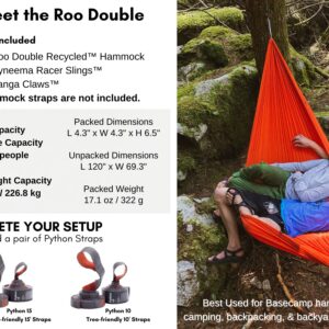 KAMMOK: Roo Double Hammock | Made from Strong & 100% Recycled Water Resistant Ripstop Fabric | Comfortable, Packable, Lightweight (Lifetime Adventure Grade Warranty), Midnight Blue