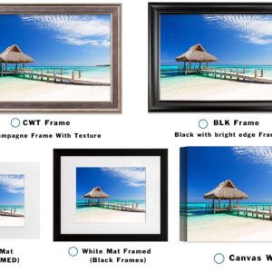 Over water bungalows Personalized Canvas or Photo Print and Framed Art Artwork with Couple's Names Special Date and Your Own Message on, Great Gift for Anniversary,Wedding,Birthday