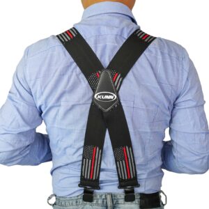 KUNN Suspenders for Men American Flag - 2 Inch Wide Heavy Duty Clips Adjustable Suspender