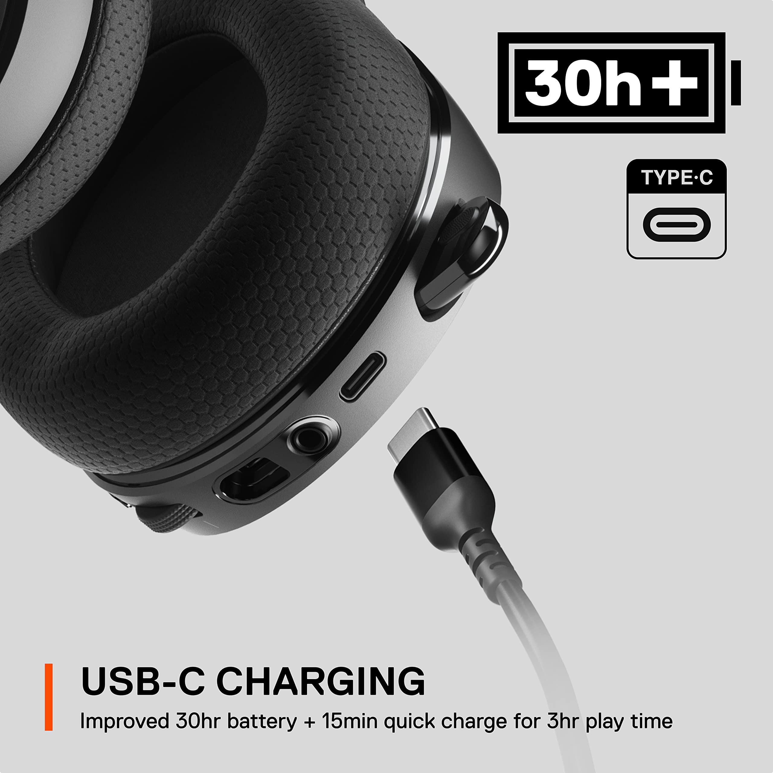 SteelSeries Arctis 7+ Wireless Gaming Headset – Lossless 2.4 GHz – 30 Hour Battery Life – USB-C – 7.1 Surround – for PC, PS5, PS4, Mac, Android and Switch - Black (Renewed)