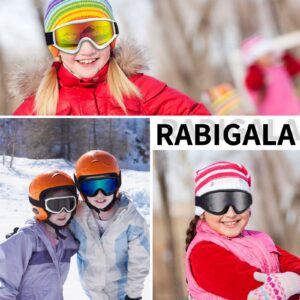 RABIGALA Kids Ski Goggles Bundle with Adult Ski Goggles (revo&silver)