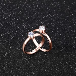 Junkin 48 Pieces Ring Bridal Wedding Fake Rings Decorations Diamond Engagement Rings Bridal Shower Rings Diamond Rings for Party Supply (Rose Gold)