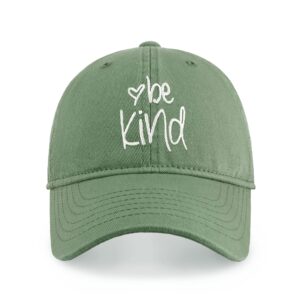 be kind trendy womens baseball cap unisex fashion cotton polo style fun inspirational saying seasonal headwear (green tea)