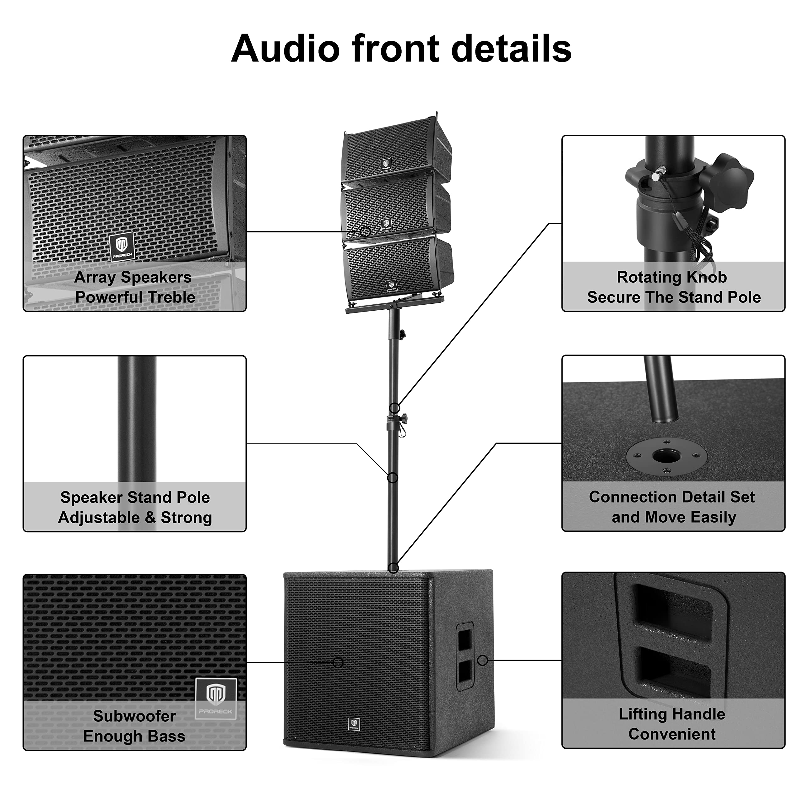 RECK CLUB-8000 18-inch 8000W P.M.P.O Stereo DJ/Powered PA Speaker System Combo Set 6 Line Array Speakers and Two 18 inch Subwoofers with Bluetooth/USB/SD Card/Remote Control