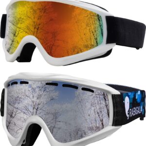 RABIGALA Kids Ski Goggles Bundle with Adult Ski Goggles (revo&silver)