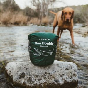 KAMMOK: Roo Double Hammock | Made from Strong & 100% Recycled Water Resistant Ripstop Fabric | Comfortable, Packable, Lightweight (Lifetime Adventure Grade Warranty), Midnight Blue