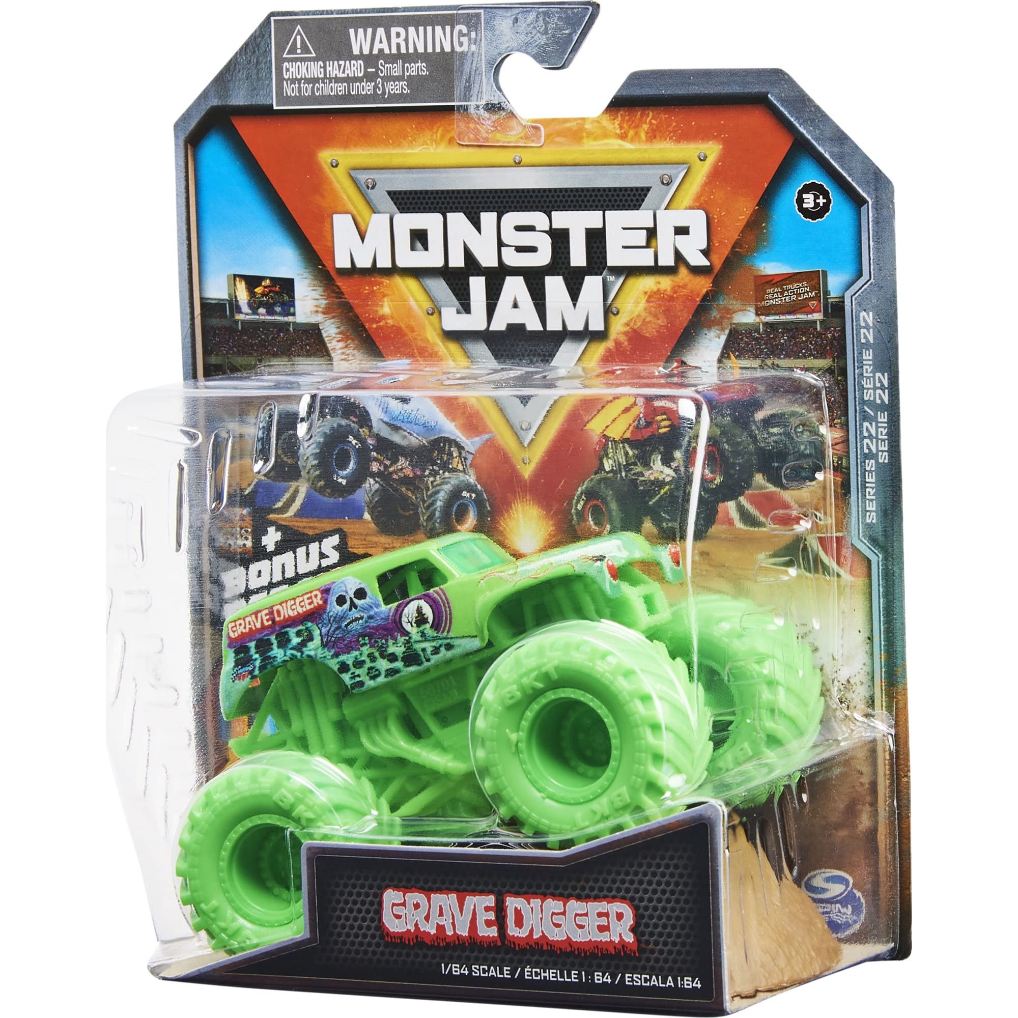 Monster Jam 2022 Spin Master 1:64 Diecast Truck with Bonus Accessory: Hyper Fueled Grave Digger