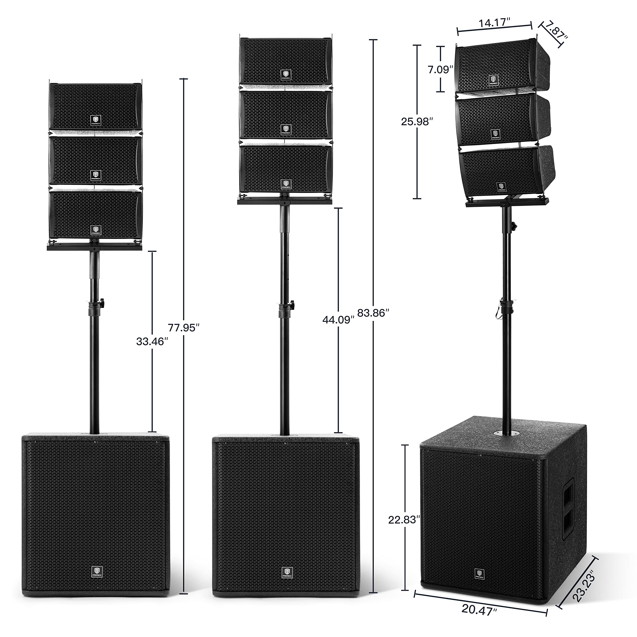 RECK CLUB-8000 18-inch 8000W P.M.P.O Stereo DJ/Powered PA Speaker System Combo Set 6 Line Array Speakers and Two 18 inch Subwoofers with Bluetooth/USB/SD Card/Remote Control